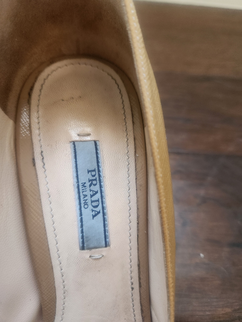 Prada Women's Tan Leather Pointed-Toe Pumps - Picture 5 of 6